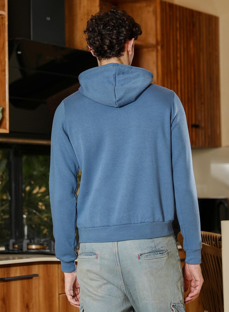 Campus Sutra Men's Electric Blue Regular Pullover Hoodie - Image 5