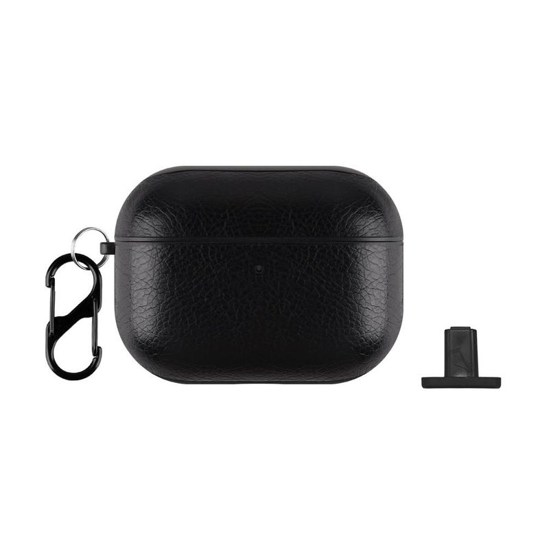 For AirPods Pro 2 Two-Piece Style PU Leather Earphone Case with Hook & Thimble(Black)