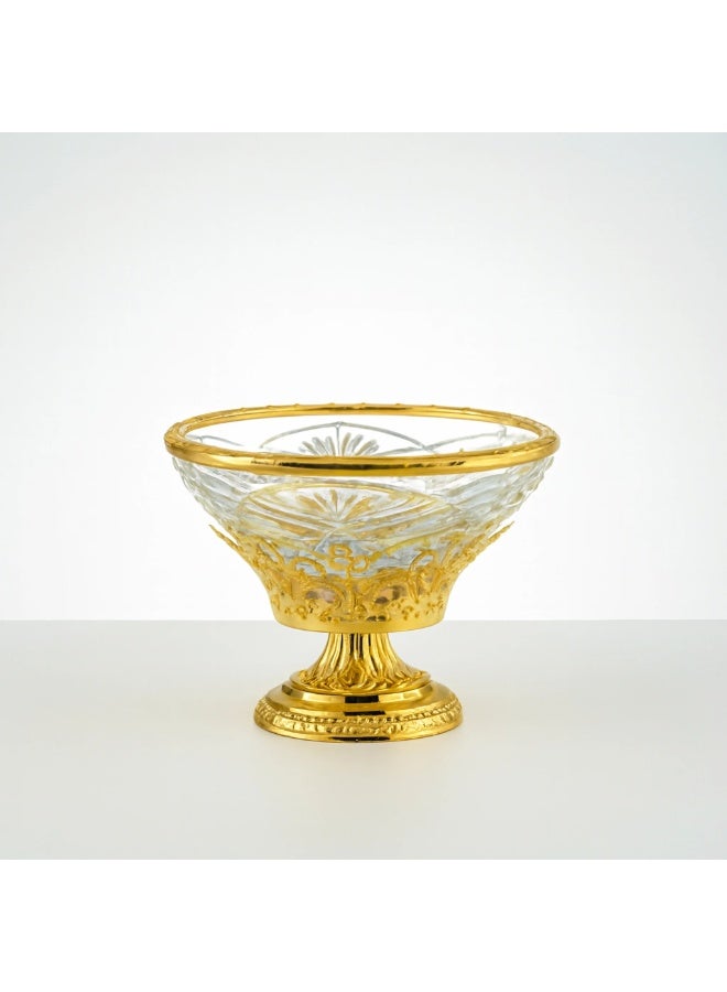 تمرية زجاجية بحواف وقاعدة ذهبية ونقوش ملكية - Image 3