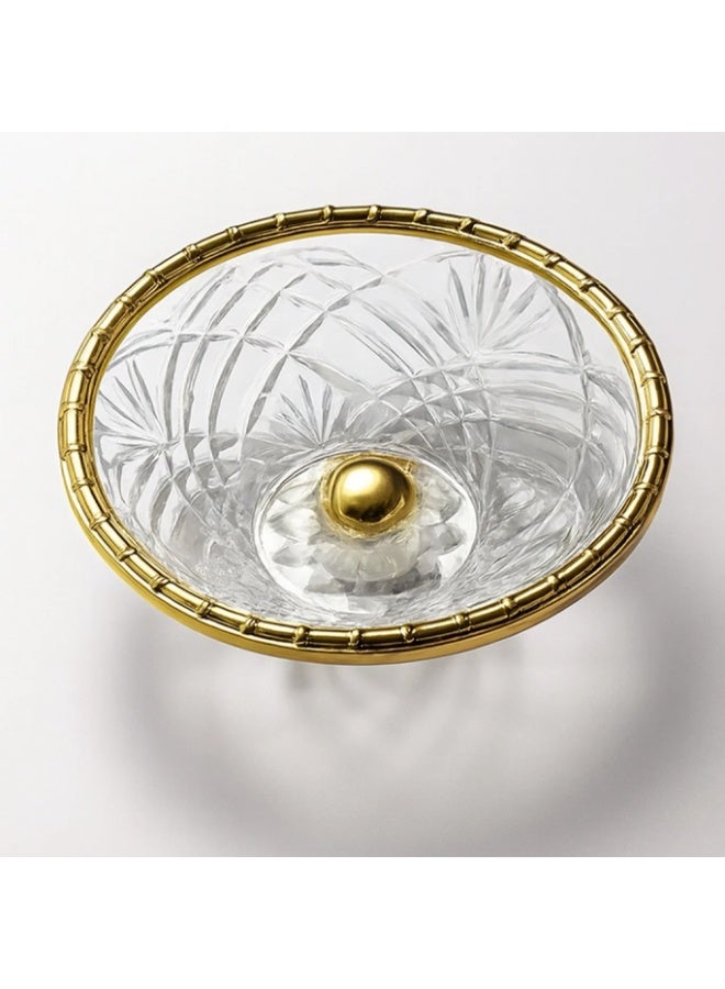 تمرية زجاجية بحواف وقاعدة ذهبية ونقوش ملكية - Image 4