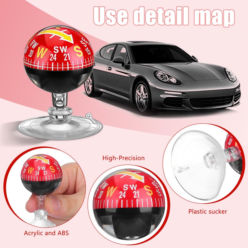 38mm Plastic Car Compass Ball With Suction Cup For Auto Dashboard Marine Navigation - Image 4
