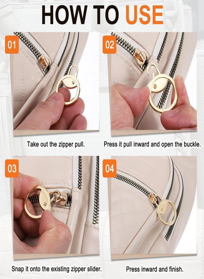 MECCANIXITY Metal Zipper Pull Charm 1 Pcs Detachable Round Zipper Pull Replacement Slider Extender Repair Kits for Coats Jackets Pants Luggage Suitcase Purse Fasteners, Gold Tone - Image 4