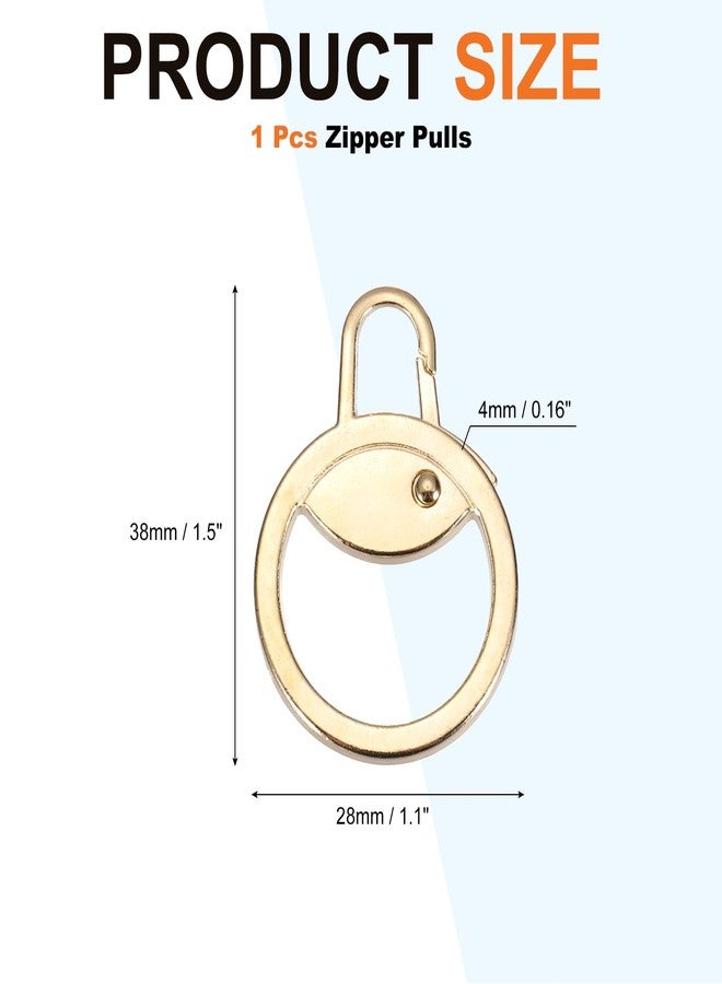 MECCANIXITY Metal Zipper Pull Charm 1 Pcs Detachable Round Zipper Pull Replacement Slider Extender Repair Kits for Coats Jackets Pants Luggage Suitcase Purse Fasteners, Gold Tone - Image 2