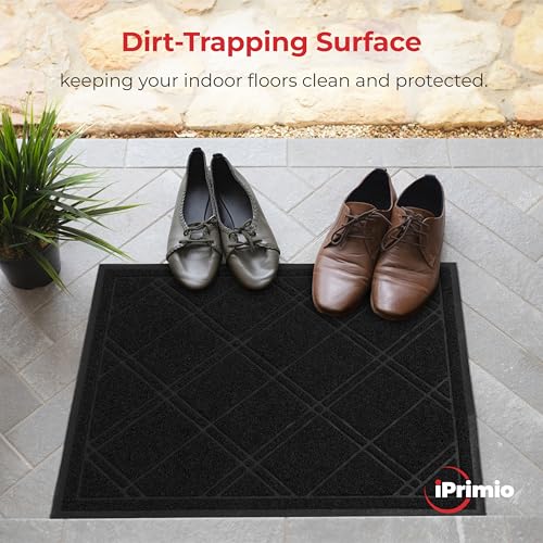 SlipToGrip Durable Door Mat - Black Plaid Design Entryway Rug - 35x23 inches, No-Slip and Washable - Indoor and Outdoor Use, Weatherproof - Ideal for Garage, Patio, and Front Entryway - Image 4