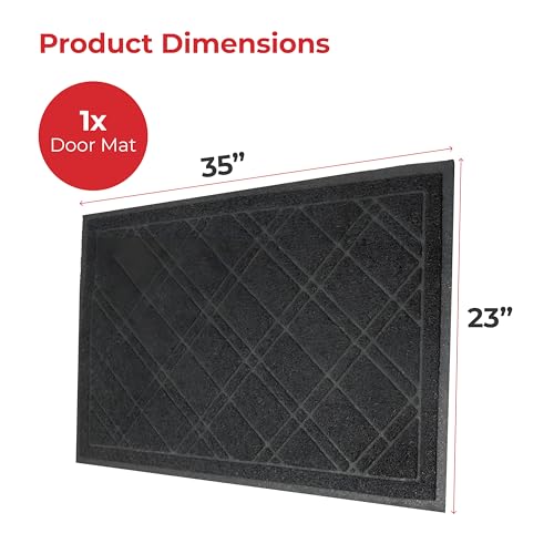 SlipToGrip Durable Door Mat - Black Plaid Design Entryway Rug - 35x23 inches, No-Slip and Washable - Indoor and Outdoor Use, Weatherproof - Ideal for Garage, Patio, and Front Entryway - Image 3