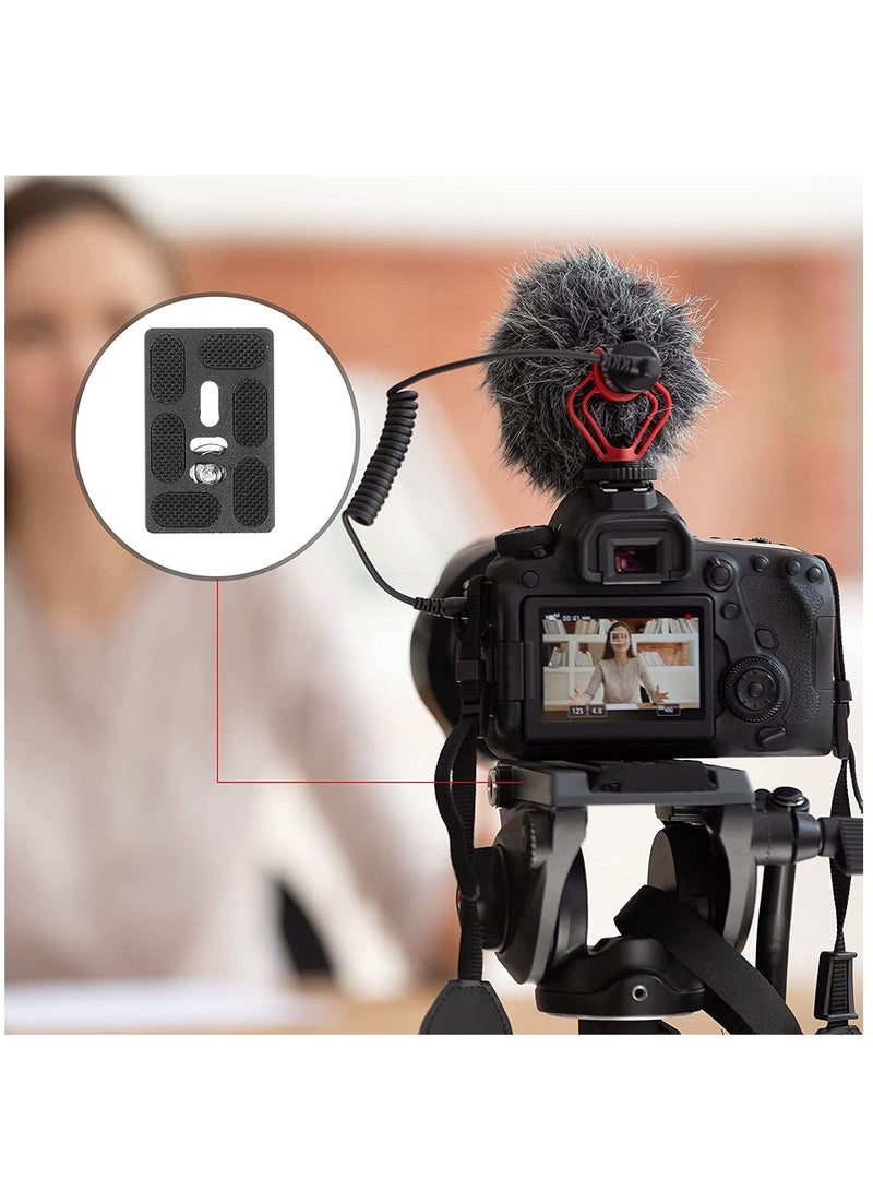 Camera Quick Release Plate PU60 2 Pieces QR Small with 1/4"-20 Screw, Tiny Universal for Arca Swiss Standard Clamp DSLR Tripod Ballhead