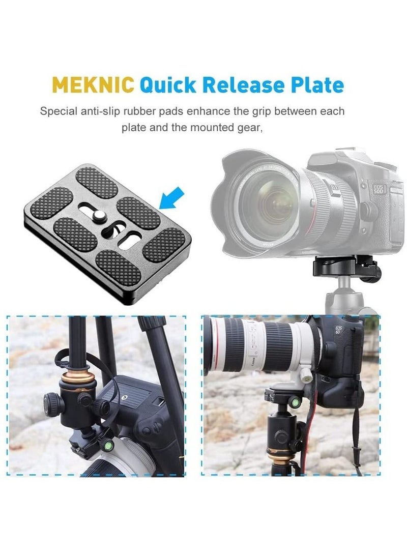 Camera Quick Release Plate PU60 2 Pieces QR Small with 1/4"-20 Screw, Tiny Universal for Arca Swiss Standard Clamp DSLR Tripod Ballhead