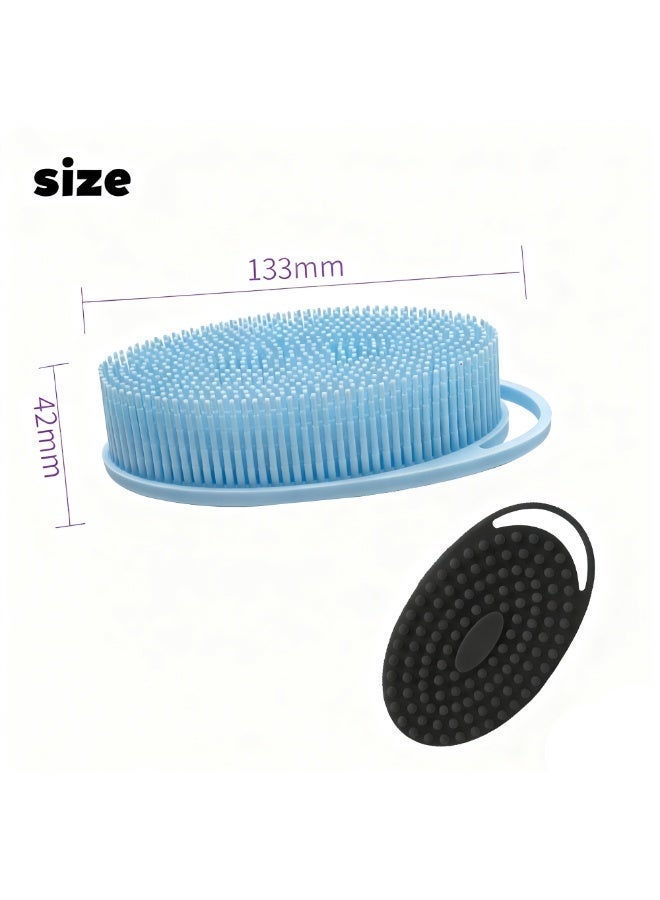 FLOVAZO 3 Pack Silicone Body Scrubber, Exfoliating Soft Loofah, Scrubber Fit for Sensitive and All Kinds of Skin, Clean Sanitary, Rapid Foaming Black+blue+pink - Image 2