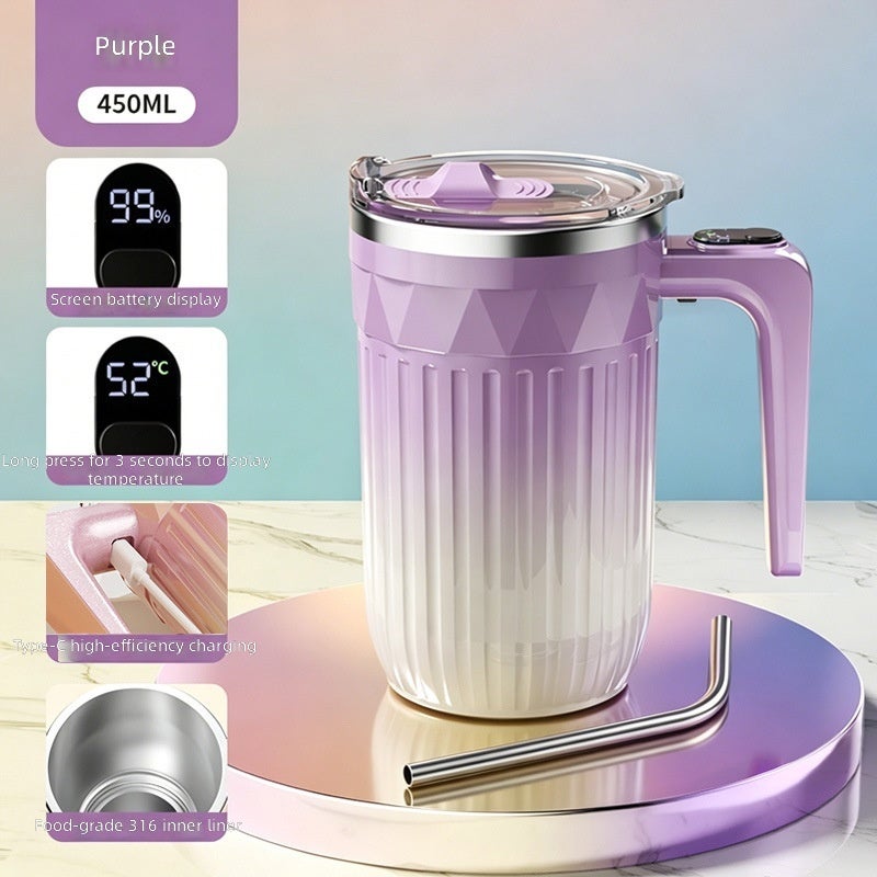 Cross-Border New Fully Automatic Mixing Cup - Smart Temperature Display Electric Magnetic Coffee Mug with Gradient Color, Portable for Home Use - Image 2
