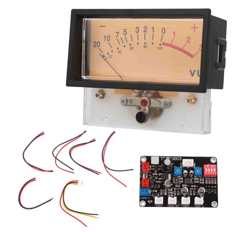 St VU Meter with Driver Board ABS+PCB Adjustable Backlight Brightness - Pointer Amplitude Control DB Meter Head for DIY Home Audio - Image 1
