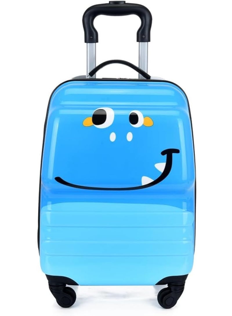 جورونب حقيبة سفر للأطفال مقاس 18 بوصة بعجلات دوارة، حقيبة سفر صلبة للأولاد والبنات، حقيبة سفر منظمة بعجلات، لون أزرق - Image 1
