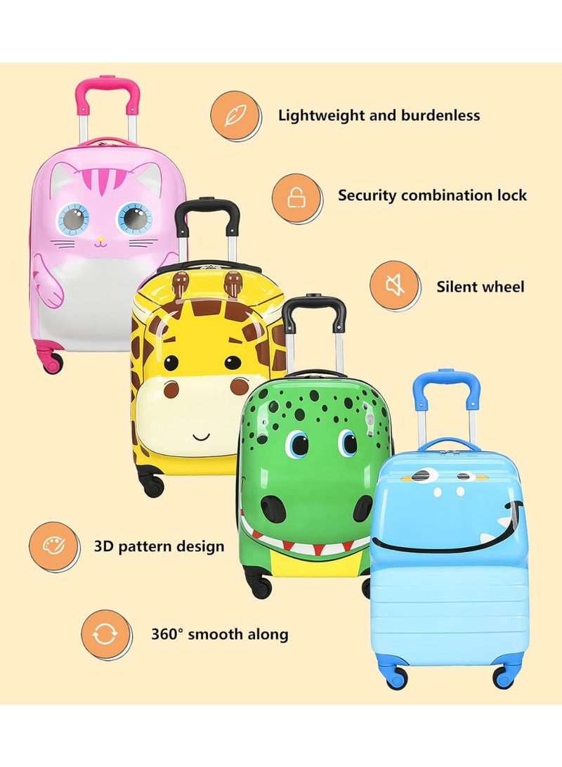 جورونب حقيبة سفر للأطفال مقاس 18 بوصة بعجلات دوارة، حقيبة سفر صلبة للأولاد والبنات، حقيبة سفر منظمة بعجلات، لون أزرق - Image 2