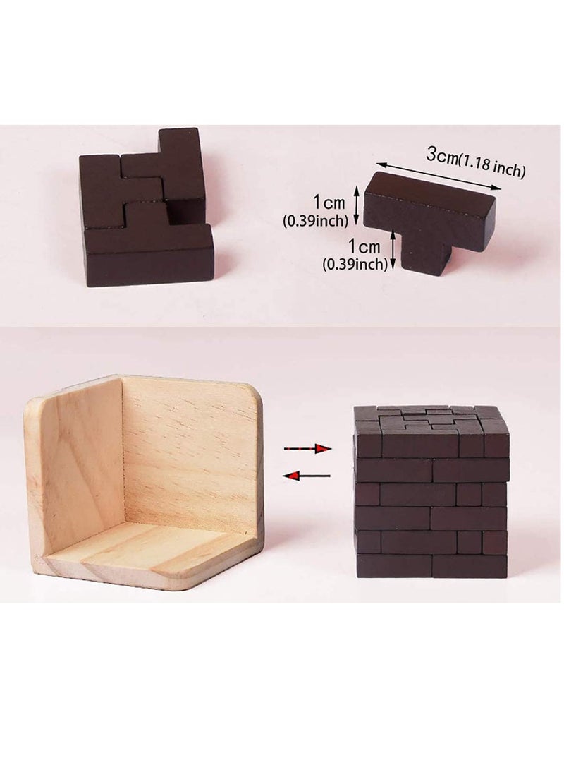 MAKINGTEC Wooden Brain Teaser Puzzle Cube Wooden Puzzles T-Shaped Jigsaw Logic Puzzle Educational Toy for Kids and Adults for Unlock Interlock Puzzle Wooden Toys - Image 3