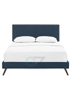 A to Z Furniture Lyka Fabric Bed 180x200cm King size Bed in Blue Color 