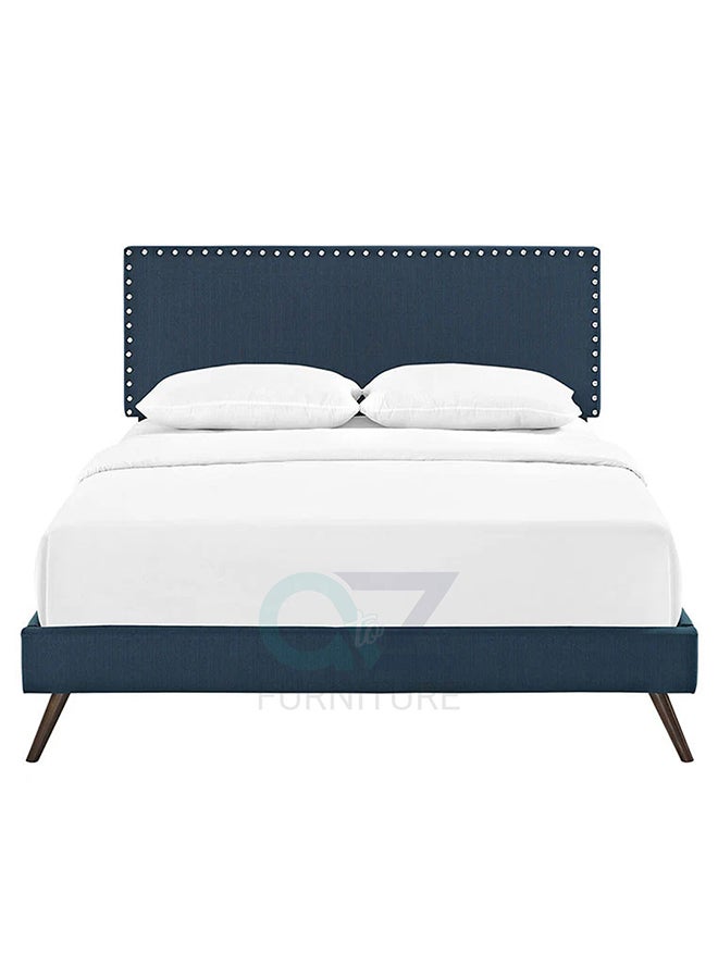 A to Z Furniture Lyka Fabric Bed 180x200cm King size Bed in Blue Color 
