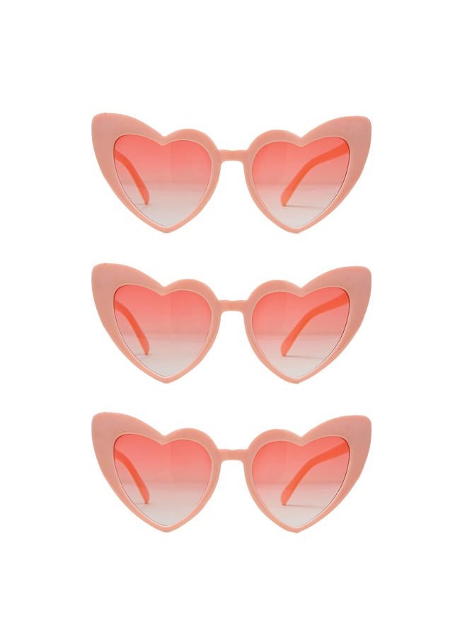 Funky Junque Sunglasses Women Heart Shaped Fashion Eyewear Bachelorette Party Favors Trendy Vintage Retro Love Bride, 3 Pack - Peach/Peach Lenses, One size - Image 1