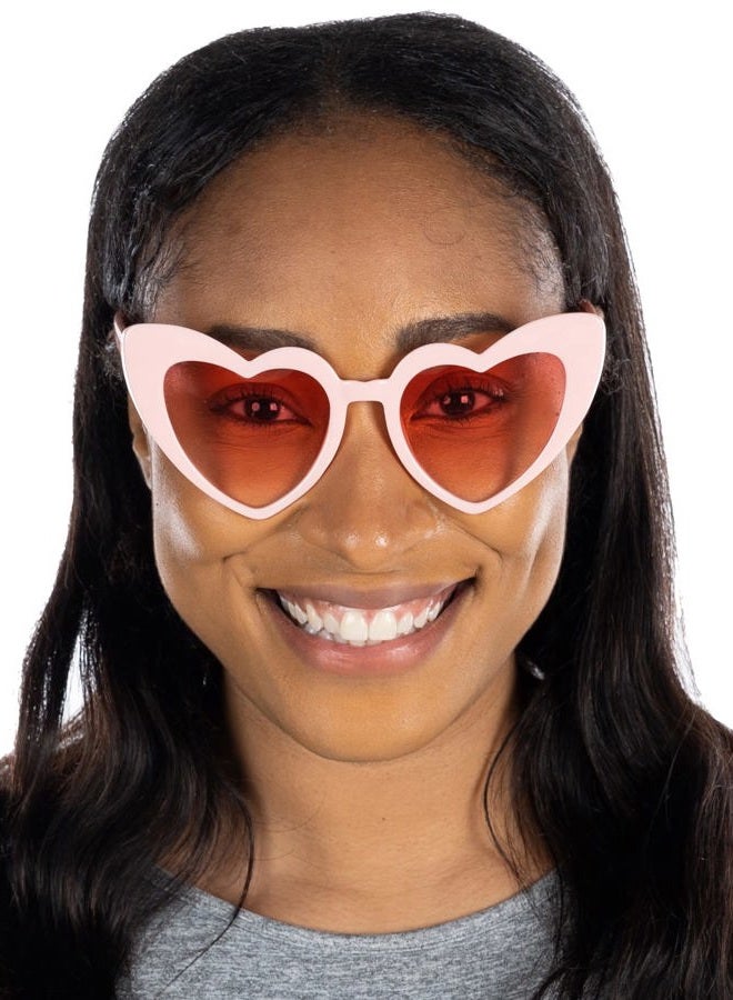 Funky Junque Sunglasses Women Heart Shaped Fashion Eyewear Bachelorette Party Favors Trendy Vintage Retro Love Bride, 3 Pack - Peach/Peach Lenses, One size - Image 4