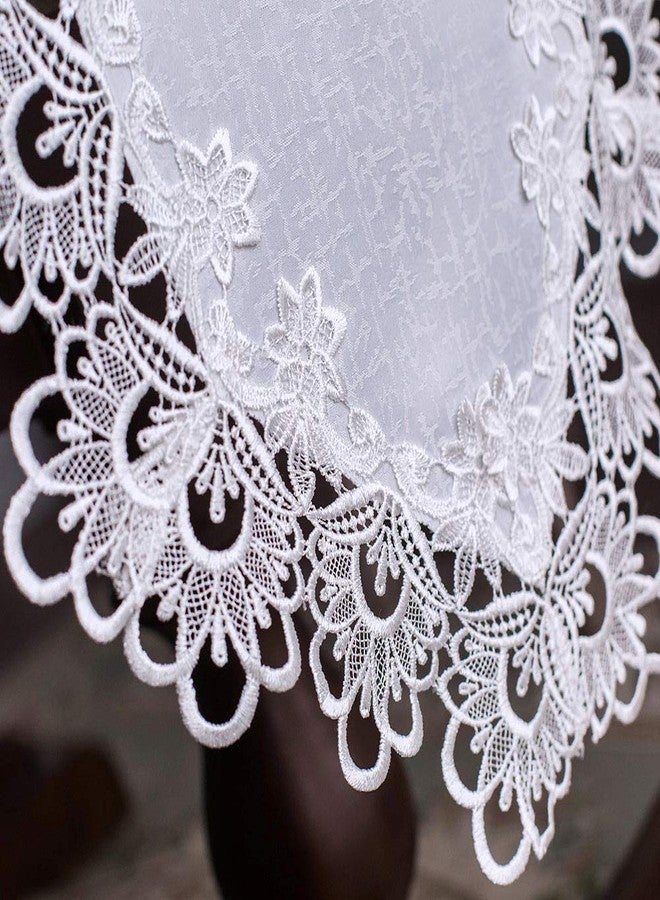 ARTABLE Rectangle Fabric Lace Table Runner Table Runners with Exquisite Macrame Embroidery for Bridal Shower Wedding Party Decorations Long Dinner Tables (White, Table Runner 16" x 84") - Image 4