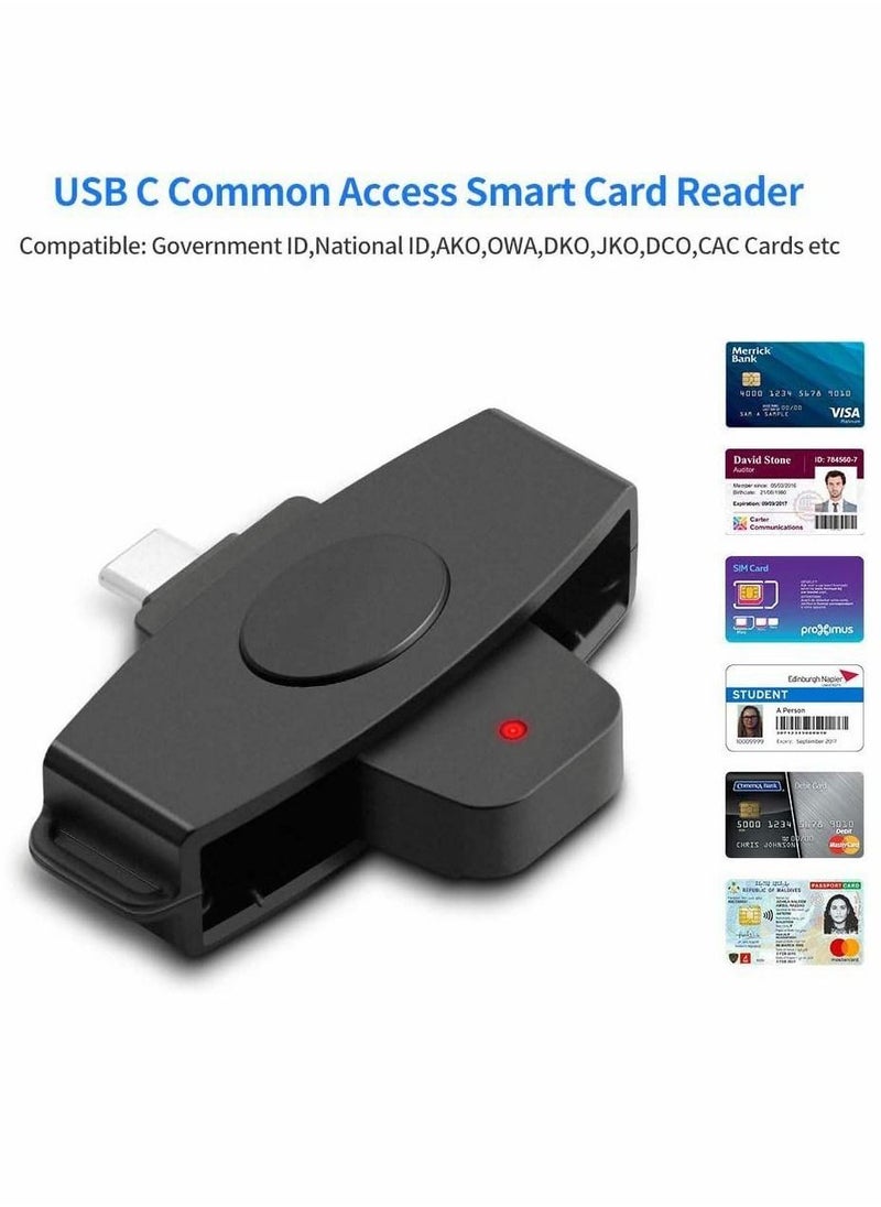 SYOSI - USB C CAC Smart Card Reader, Type C DOD Common Access Card Card Reader, Credit Card Reader Compatible with Android Phones/Mac Book/i Mac/Laptop/Tablet or Other Type C Devices - Image 1