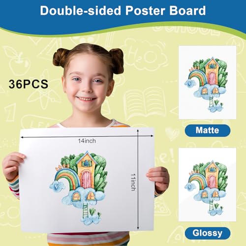 rookea 36 Pcs White Poster Board Paper 11x 14 Bulk, ROOKEA Vision Boards Blank Poster Paper for School Arts and Crafts, Classroom Projects, Presentations, Drawing, Scrapbooking, Graphic Displays - Image 2