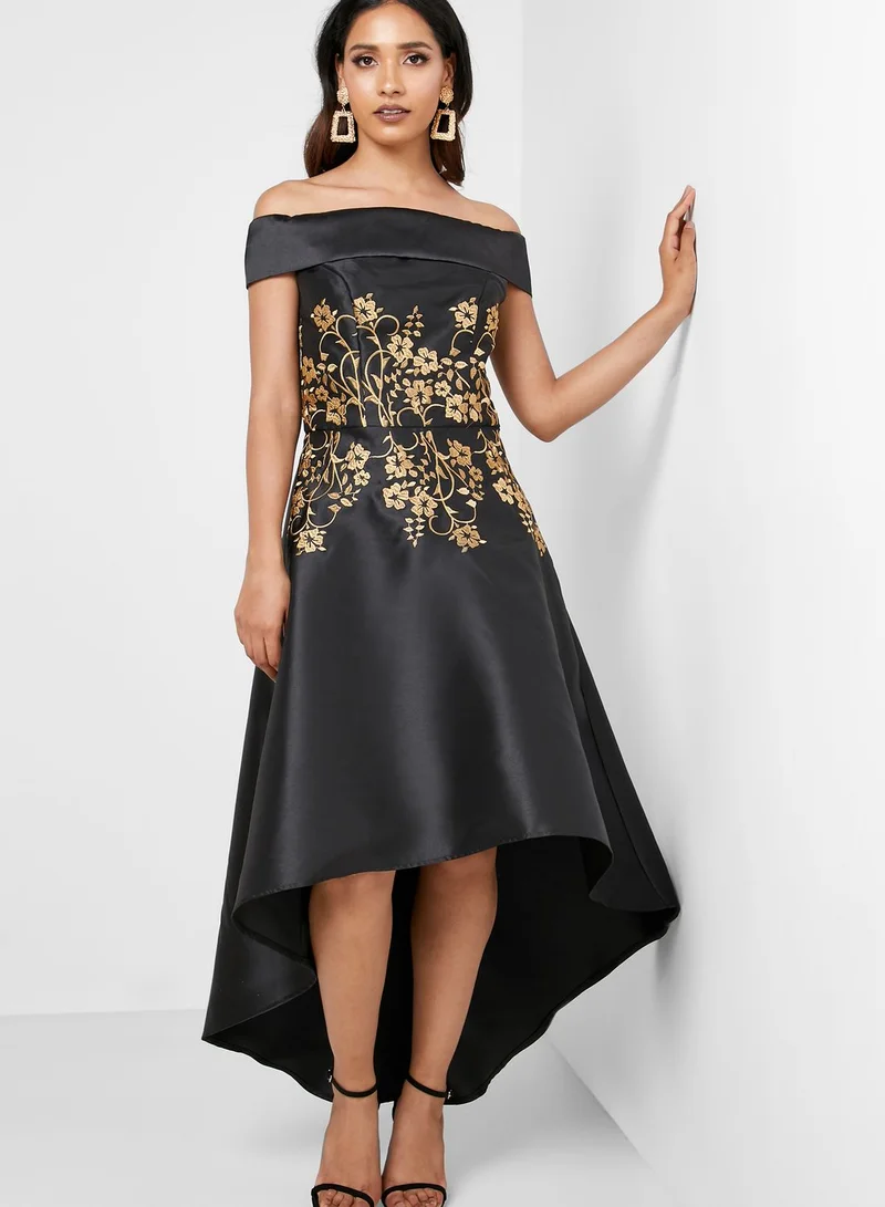 Chi-Chi London Embroidered Bardot Prom Dress for Women | Best Price Bahrain