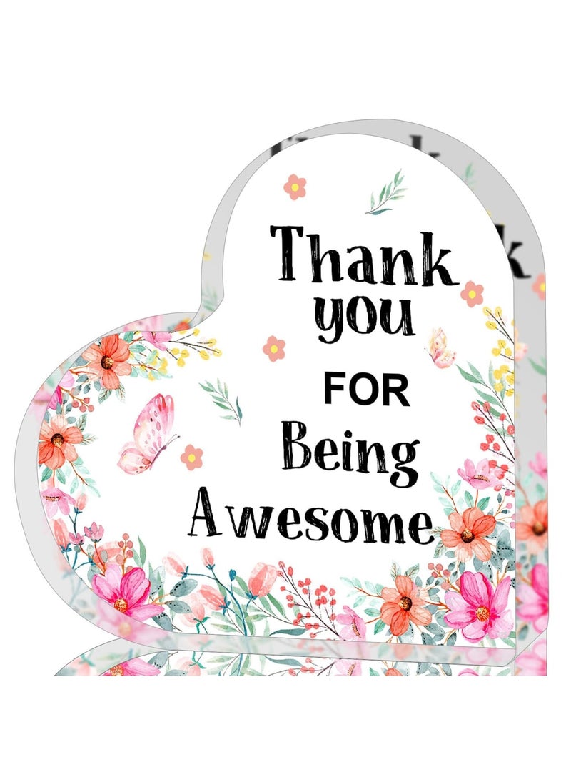 SYOSI Heart Shaped Acrylic Plaque for Women, Appreciation and Thank You Gifts, Inspirational Keepsake for Coworker, Boss, Teacher or Friend, Clear Acrylic Desk Decor for Retirement or Graduation - Image 1