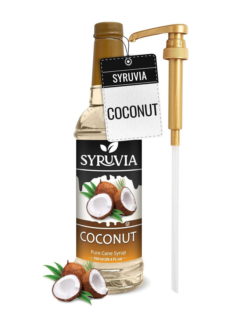 Syruvia Syruvia Coconut Syrup – Coconut Coffee Syrup Flavor, 750 ml , Kosher, Gluten Free, Perfect for Coffee, Drinks, Soda, Desserts, and More, With Syrup Pump 