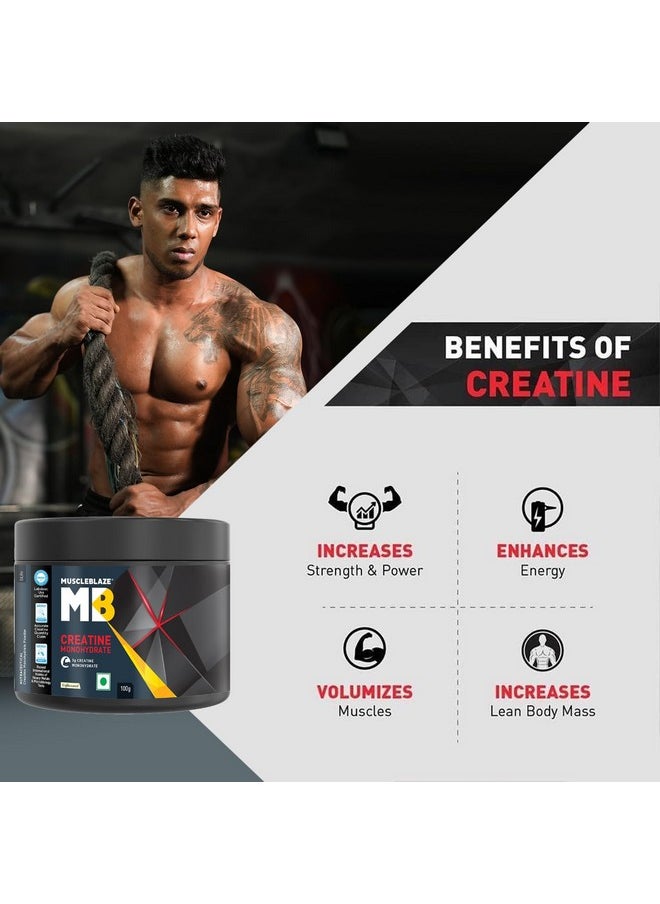 MUSCLEBLAZE - Creatine Monohydrate 100Gm Labdoor Usa Certified - Unflavoured 33 Servings - Image 1
