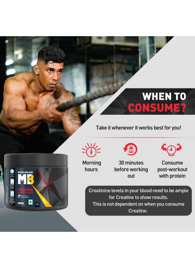 MUSCLEBLAZE - Creatine Monohydrate 100Gm Labdoor Usa Certified - Unflavoured 33 Servings - Image 1