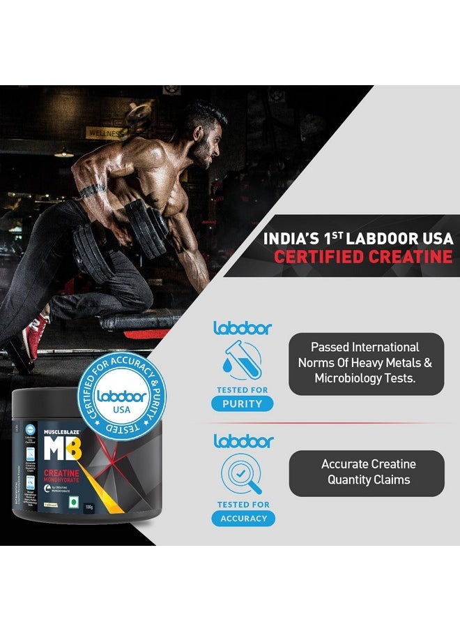 MUSCLEBLAZE - Creatine Monohydrate 100Gm Labdoor Usa Certified - Unflavoured 33 Servings - Image 1