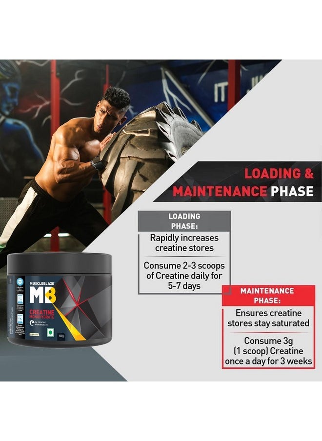 MUSCLEBLAZE - Creatine Monohydrate 100Gm Labdoor Usa Certified - Unflavoured 33 Servings - Image 1