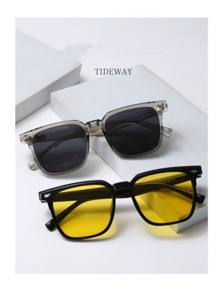 Veil Polarized Aviator Sunglasses for Men Women, UV400 Protection Sun Glasses TR Fashion Anti-Glare Sun Shades for Driving, Fishing, Traveling (Transparent Gray Frame) - Image 1