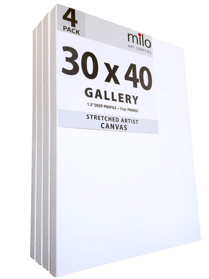 STRETCHED ARTIST CANVAS 30X40 INCHES 4 PACK 15 INCH THICK GALLERY PROFILE 11 OZ PRIMED LARGE CANVASES FOR PAINTING READY TO PAINT ART SUPPLIES FOR ACRYLIC OIL