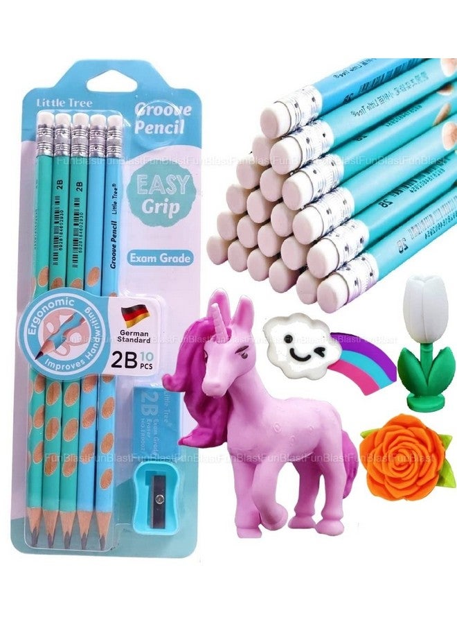 فنبلاست مجموعة أقلام رصاص أنيقة من فن بلاست - مجموعة أقلام رصاص كاواي مع مبراة وممحاة على شكل وحيد القرن للأطفال والأولاد والبنات، هدية عيد ميلاد، هدية إرجاع، هدية للحفلات - متعددة الألوان - Image 1