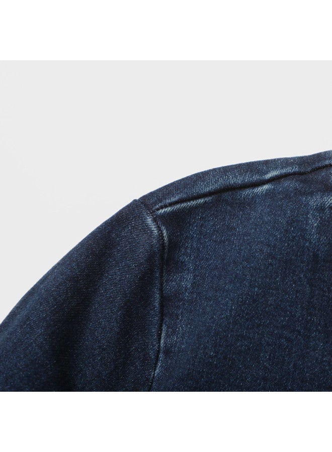 Zara Slim-fit Retro Commuter Back-zip Round Neck Denim Dress - Image 5