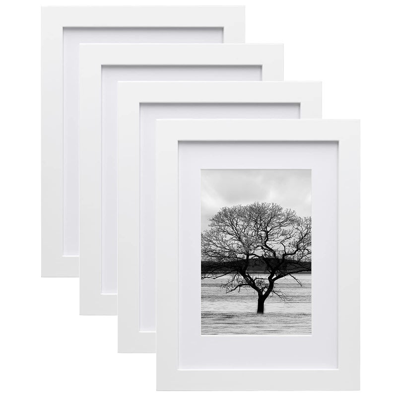 EGOFINE A521x148cm Photo Frames White Set of 4  Made of Solid Wood for Table Top and Wall Mounting