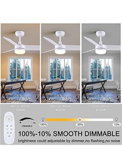 Arabest White Ceiling Fan with Light and Remote Control, 48 Inch Modern Reversible Blades, Silent Motor for Bedroom, Living Room, Dining Room, and Patios  - Image 3