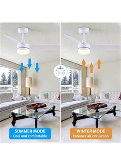 Arabest White Ceiling Fan with Light and Remote Control, 48 Inch Modern Reversible Blades, Silent Motor for Bedroom, Living Room, Dining Room, and Patios  - Image 4