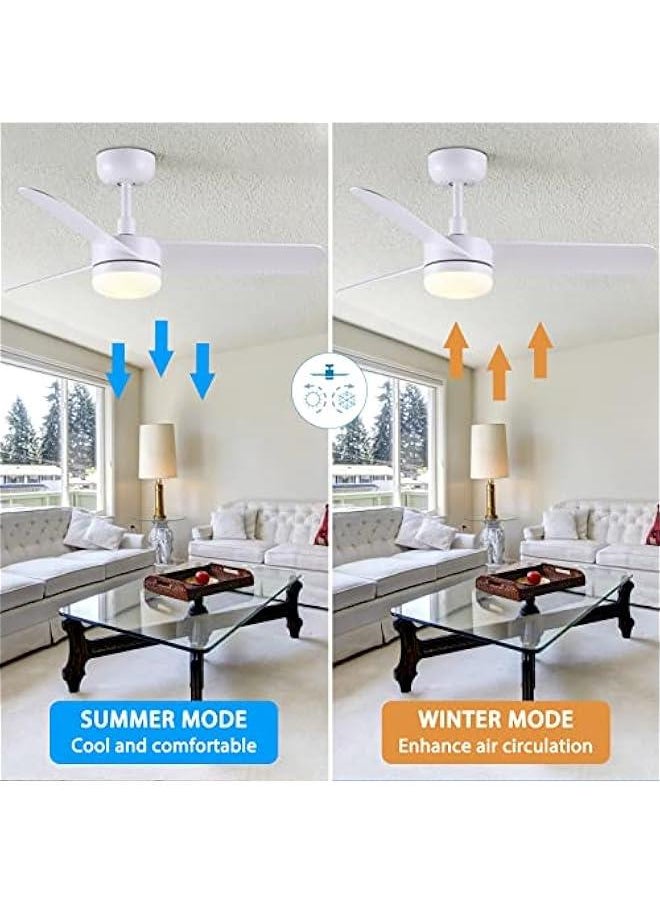 Arabest White Ceiling Fan with Light and Remote Control, 48 Inch Modern Reversible Blades, Silent Motor for Bedroom, Living Room, Dining Room, and Patios  - Image 4