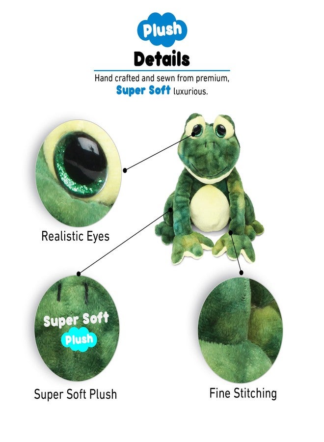Puzzled DolliBu Plush Frog Stuffed Animal - Soft Huggable Squat Green Frog, Adorable Playtime Frog Plush Toy, Cute Rain Forest Life Cuddle Gift for Kids & Adults - 8 Inches - Image 2