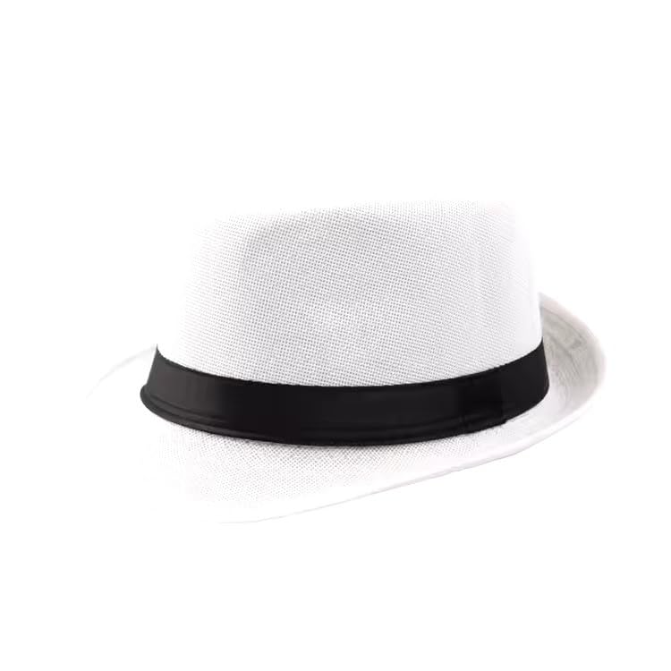 CLOTHERA Fashion Straw Fedora/Trilby Summer Hat for Men (Regular White) - Image 1