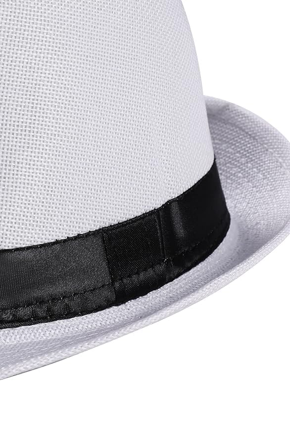 CLOTHERA Fashion Straw Fedora/Trilby Summer Hat for Men (Regular White) - Image 5