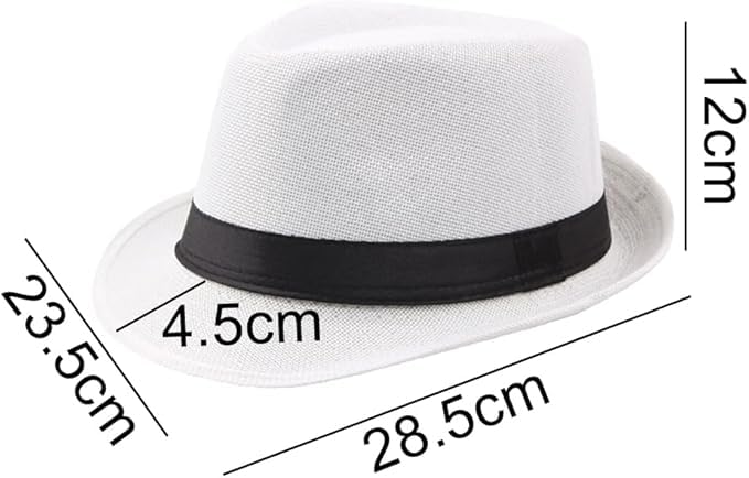 CLOTHERA Fashion Straw Fedora/Trilby Summer Hat for Men (Regular White) - Image 2