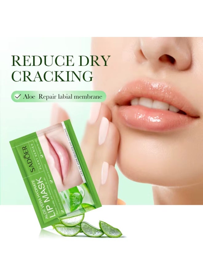 SADOER 10Pcs Moisturizing Aloe Vera Hydrate Lip Mask Nourishing Hydrating Brightening Aloe Vera Lip Mask Fade Lip Lines Lip Wrinkles Lip Masks Delicate Charming Lips Mask 10x8G - Image 3
