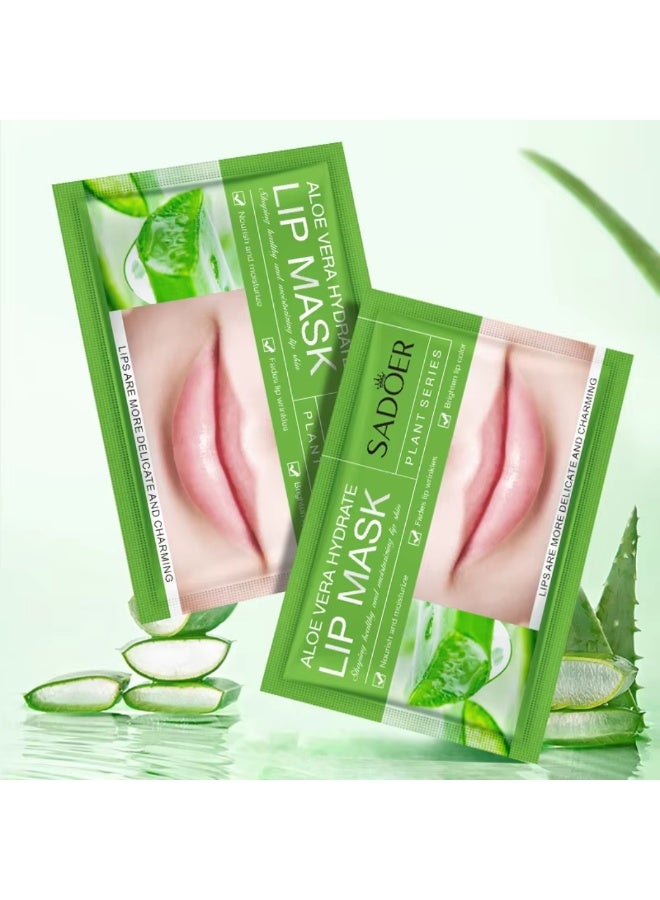 SADOER 10Pcs Moisturizing Aloe Vera Hydrate Lip Mask Nourishing Hydrating Brightening Aloe Vera Lip Mask Fade Lip Lines Lip Wrinkles Lip Masks Delicate Charming Lips Mask 10x8G - Image 4