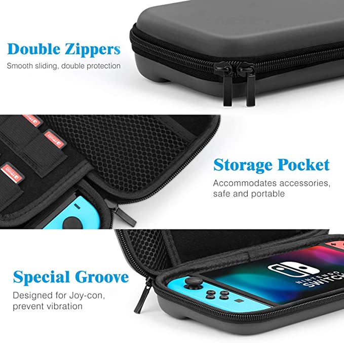 Nintendo Switch Storage Pouch Game Console Handle Accessories Shell Set Protective Switch Cover Switch Black 8 Cards Hand Rope Pouch Set of 11 - Image 5