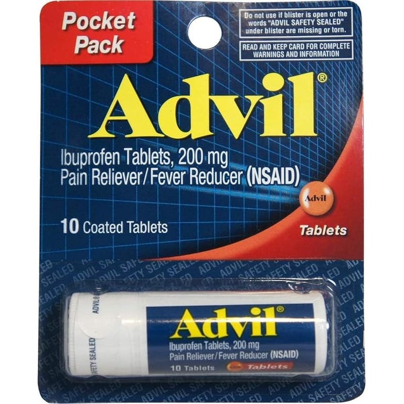 Advil 2 Pack of Pocket Pack  Pain Reliever / Fever Reducer Ibuprofen 200mg - 10 Coated Tablets PER Pack (20 Tablets Total) - Image 3