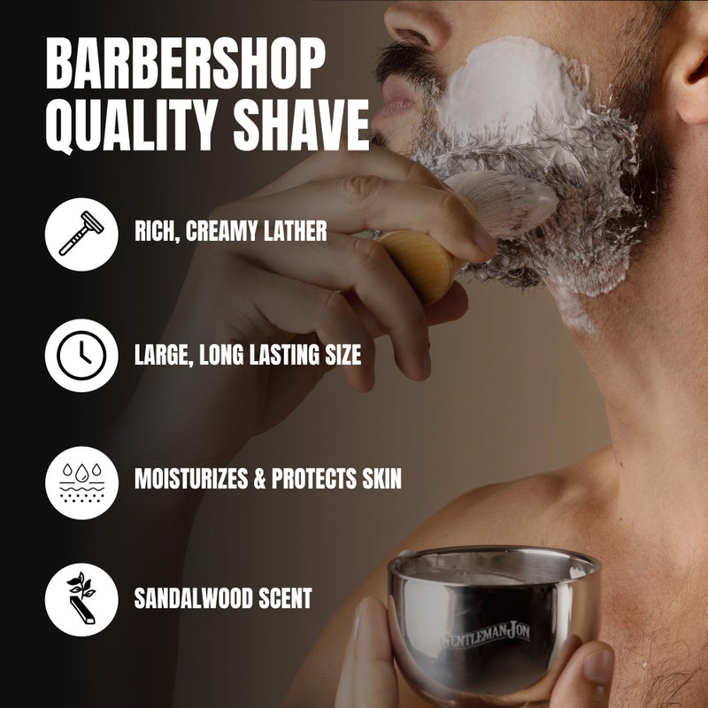 Gentleman Jon Sandalwood Shaving Soap for Men - Creates the Perfect Lather - Ideal for Smooth Shaves - Moisturizes & Protects - Elevate Your Grooming with this Classic Shave Essential - 1 pc (2.25 oz) - Image 2