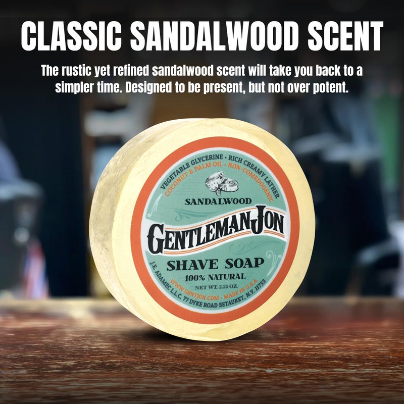 Gentleman Jon Sandalwood Shaving Soap for Men - Creates the Perfect Lather - Ideal for Smooth Shaves - Moisturizes & Protects - Elevate Your Grooming with this Classic Shave Essential - 1 pc (2.25 oz) - Image 4