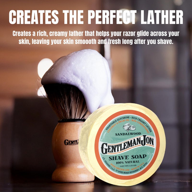 Gentleman Jon Sandalwood Shaving Soap for Men - Creates the Perfect Lather - Ideal for Smooth Shaves - Moisturizes & Protects - Elevate Your Grooming with this Classic Shave Essential - 1 pc (2.25 oz) - Image 3